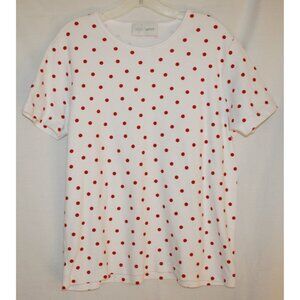 Sport Savvy White Red Polka Dot T-Shirt Large